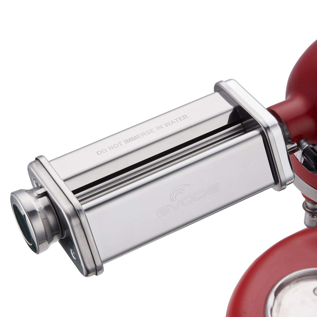 Close-up product view of Gvode 304 stainless steel pasta roller attachment