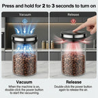Finger pressing the touch lid to switch between vacuum and air-release modes