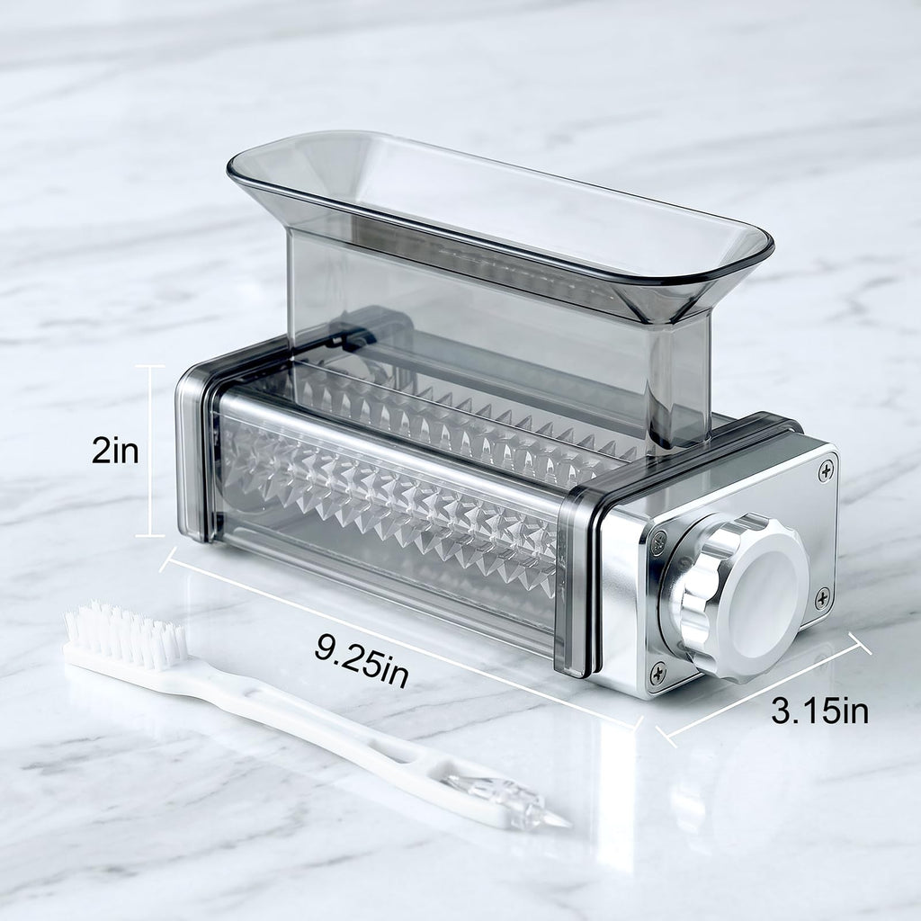Dimension diagram of Gvode tenderizer attachment with cleaning brushes