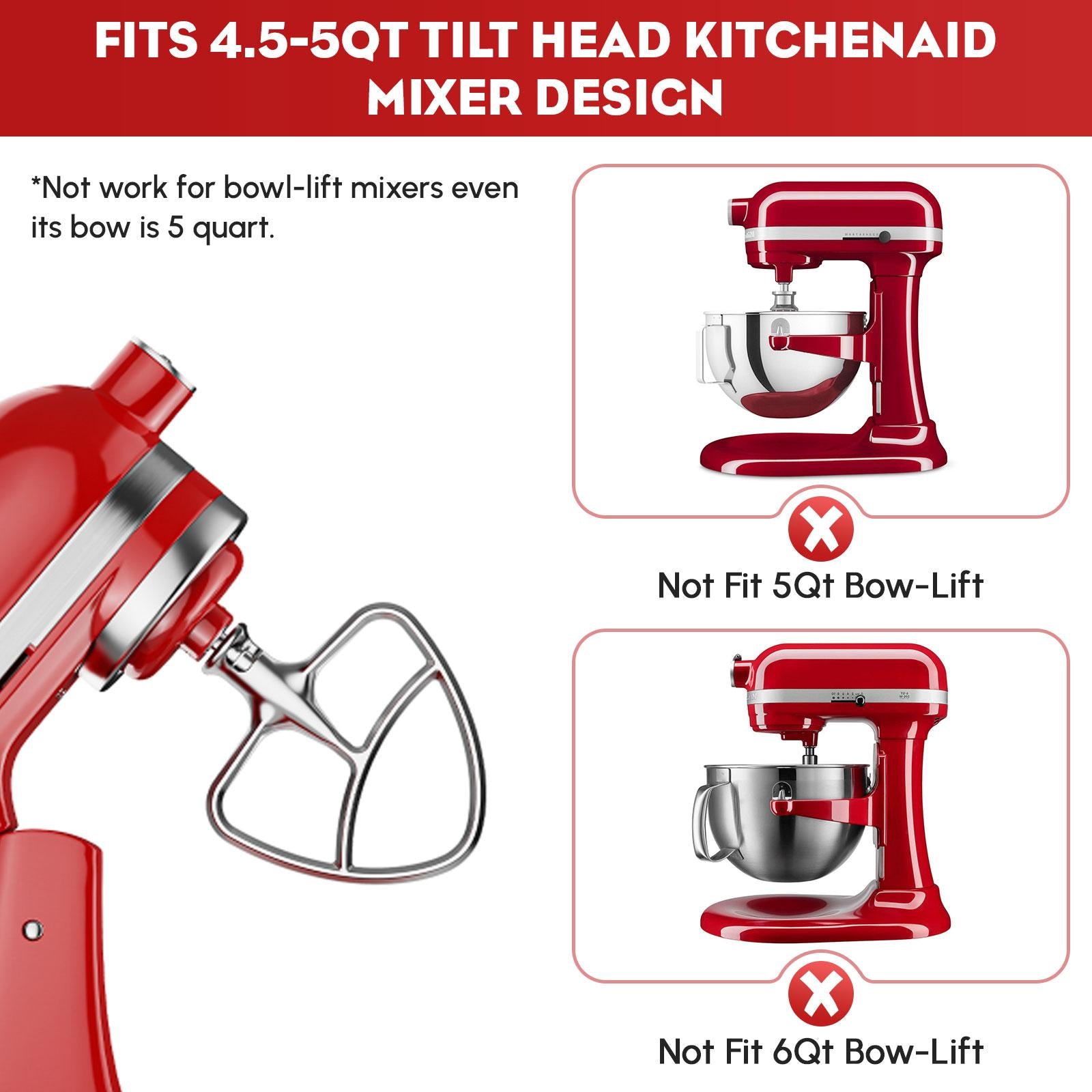 Gvode Stainless Steel Flat Beater, Compatible with KitchenAid 5-Plus & 6-Qt Bowl-Lift Mixers – image 4