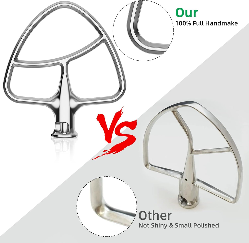 Gvode Stainless Steel Flat Beater, Compatible with KitchenAid 5-Plus & 6-Qt Bowl-Lift Mixers – image 5