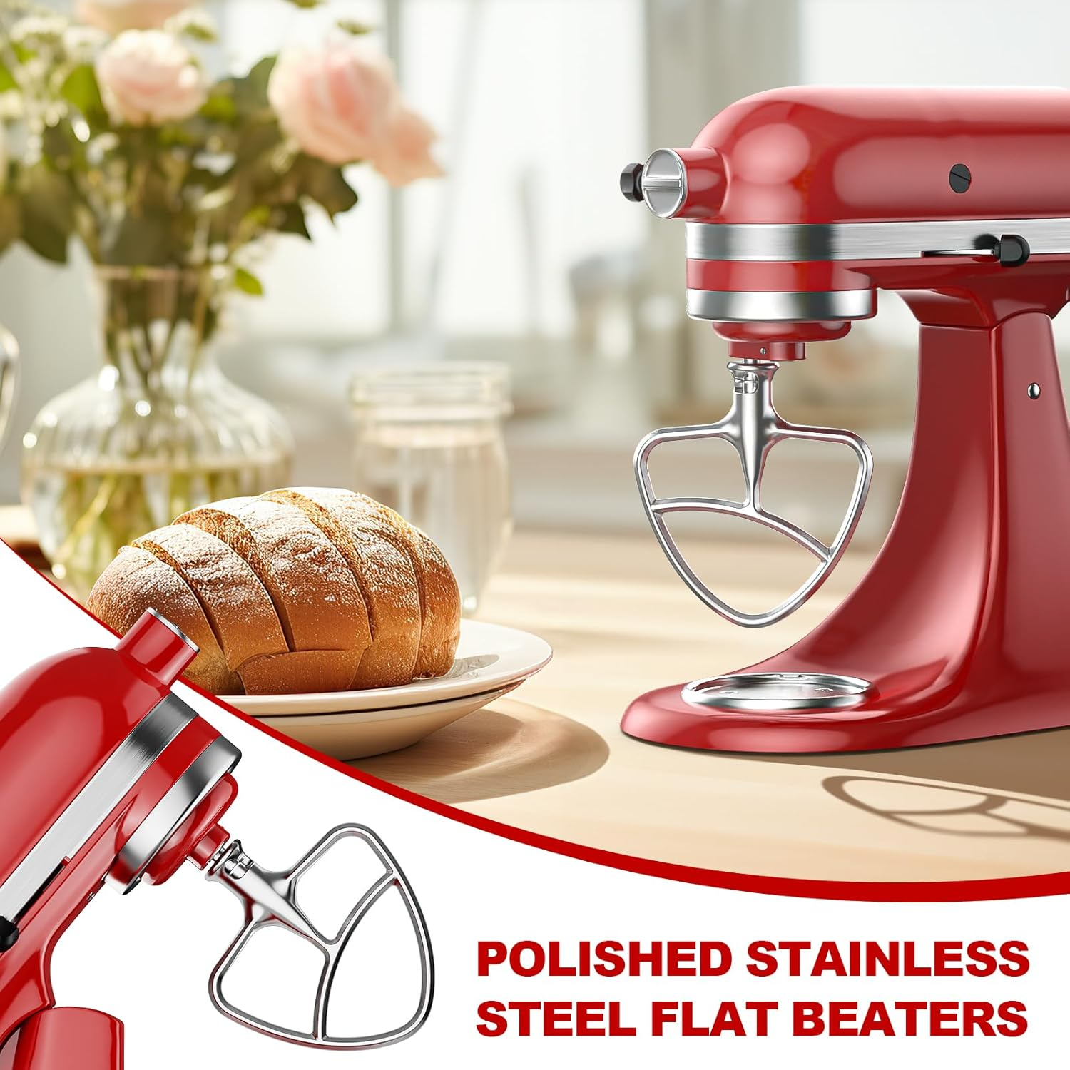 Gvode Stainless Steel Flat Beater, Compatible with KitchenAid 5-Plus & 6-Qt Bowl-Lift Mixers – image 7