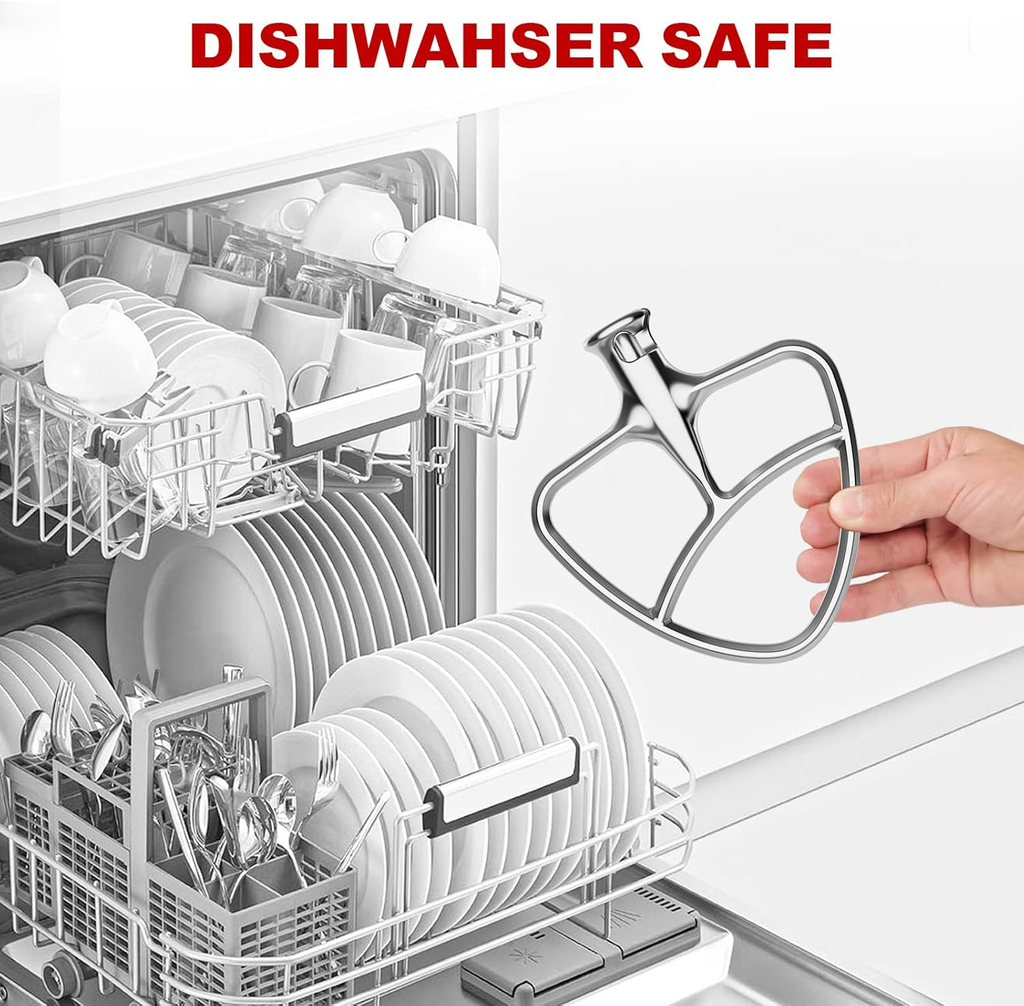 Gvode Stainless Steel Flat Beater, Compatible with KitchenAid 5-Plus & 6-Qt Bowl-Lift Mixers – image 8