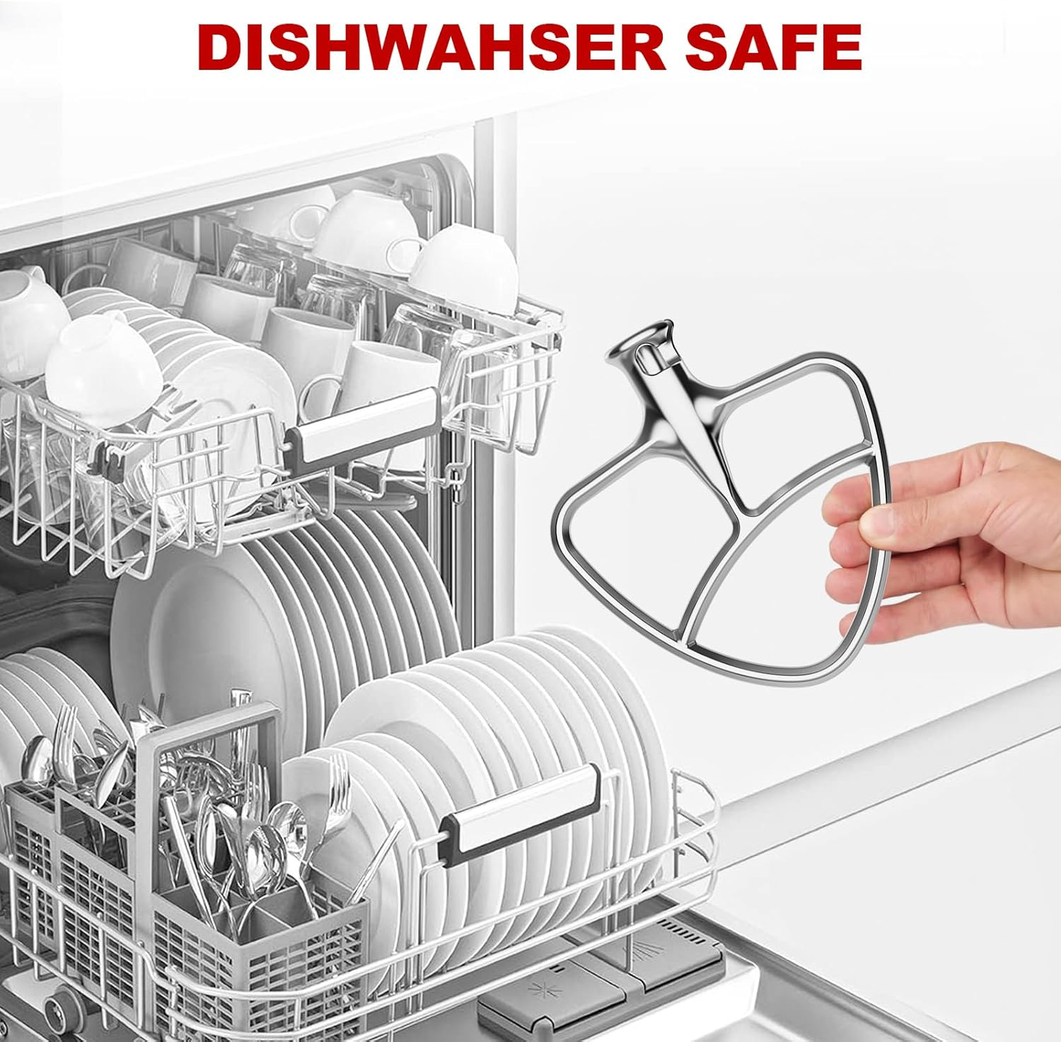 Gvode Stainless Steel Flat Beater, Compatible with KitchenAid 5-Plus & 6-Qt Bowl-Lift Mixers – image 8