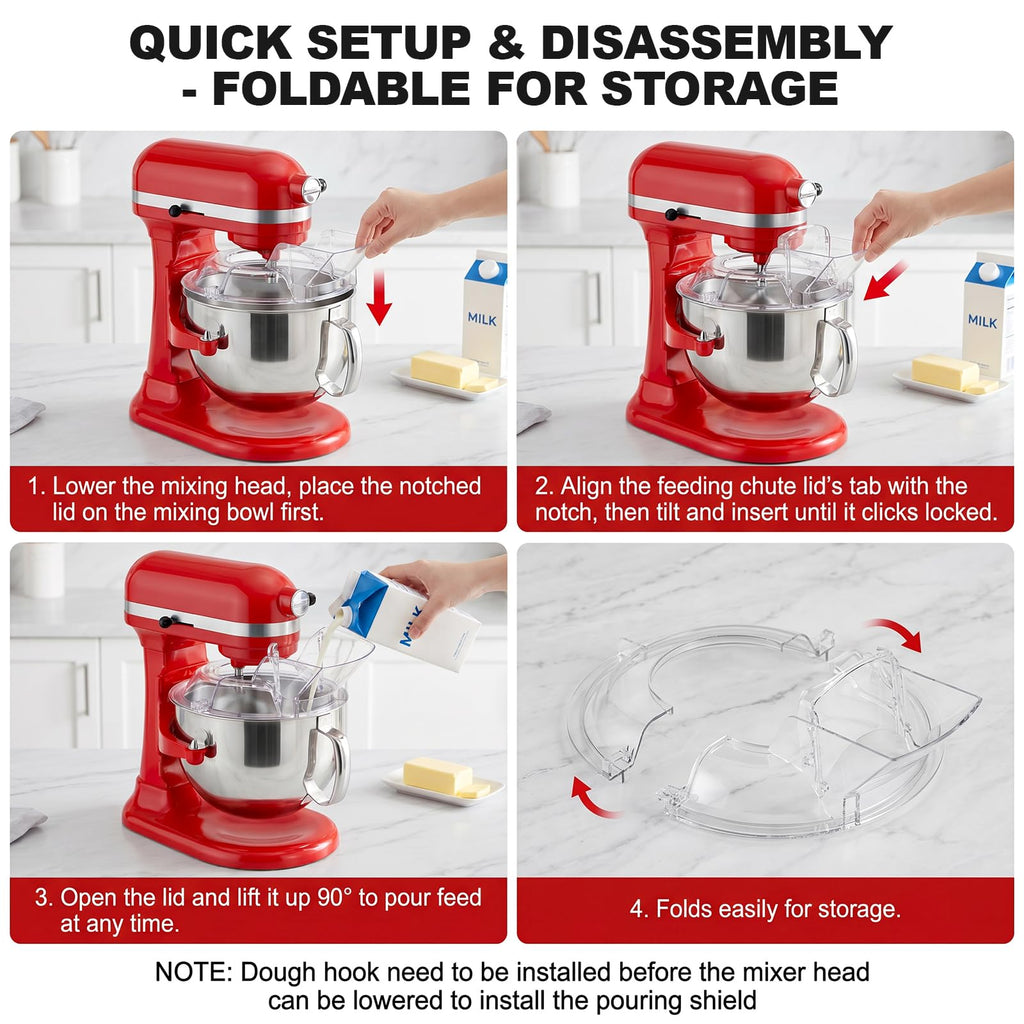 Gvode Detachable Pouring Shield, Compatible with KitchenAid 5.5–8-Qt Bowl-Lift Mixers – image 5