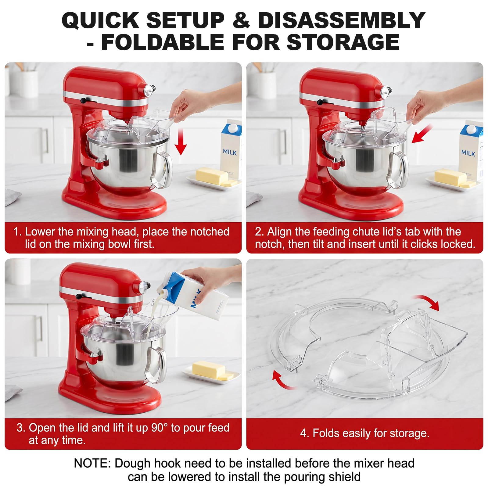 Gvode Detachable Pouring Shield, Compatible with KitchenAid 5.5–8-Qt Bowl-Lift Mixers – image 5