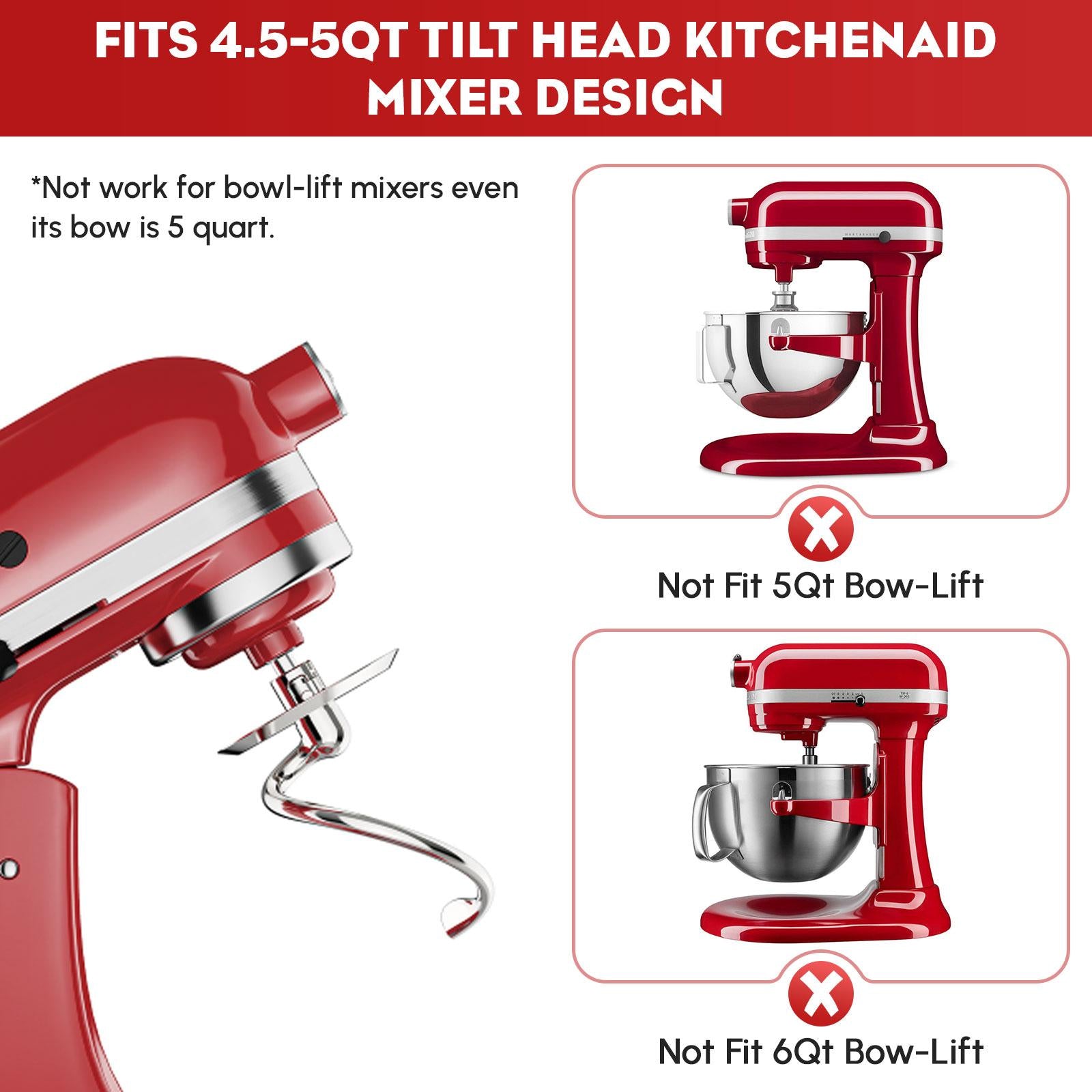Gvode Stainless Steel Spiral Dough Hook, Compatible with KitchenAid 4.5–5-Qt Tilt-Head Mixers – image 1