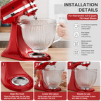 Gvode 5-Qt Glass Mixing Bowl, Compatible with KitchenAid 4.5–5-Qt Tilt-Head Mixers – image 1