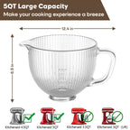 Gvode 5-Qt Glass Mixing Bowl, Compatible with KitchenAid 4.5–5-Qt Tilt-Head Mixers – image 4