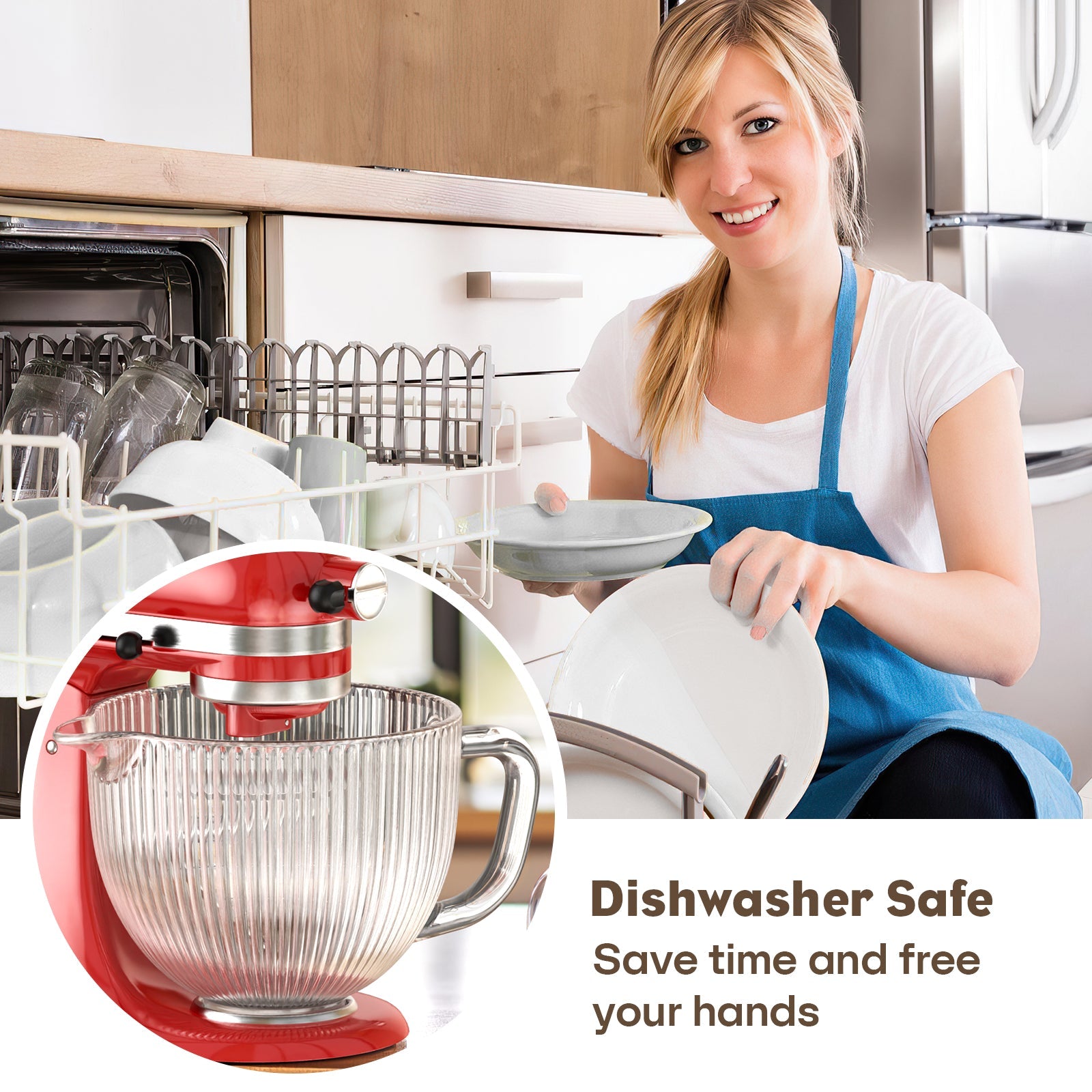 Gvode 5-Qt Glass Mixing Bowl, Compatible with KitchenAid 4.5–5-Qt Tilt-Head Mixers – image 6