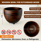 Gvode Acacia Wood Mixing Bowl, Compatible with KitchenAid 4.5–5-Qt Tilt-Head Mixers – image 3