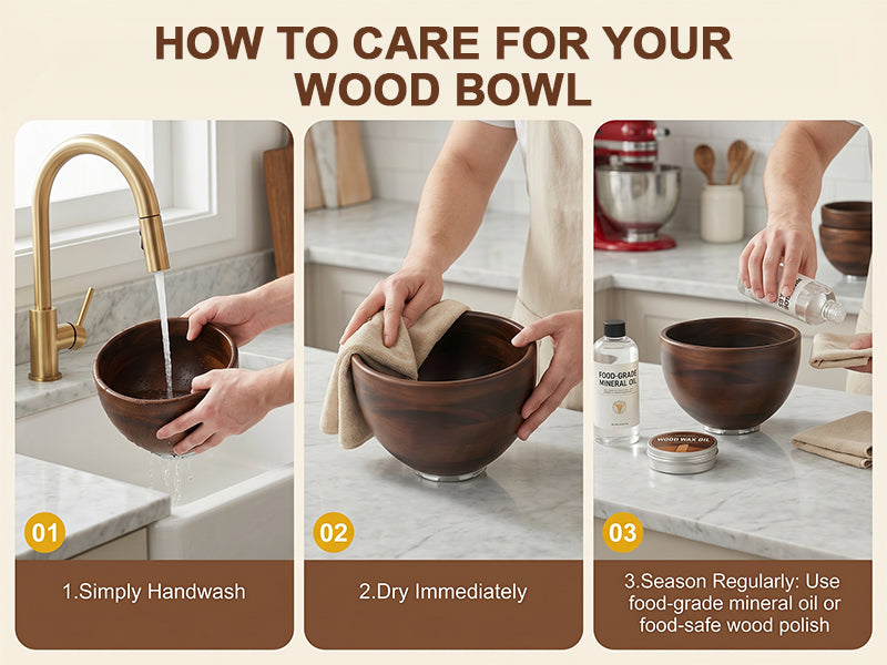 Gvode Acacia Wood Mixing Bowl, Compatible with KitchenAid 4.5–5-Qt Tilt-Head Mixers – image 9