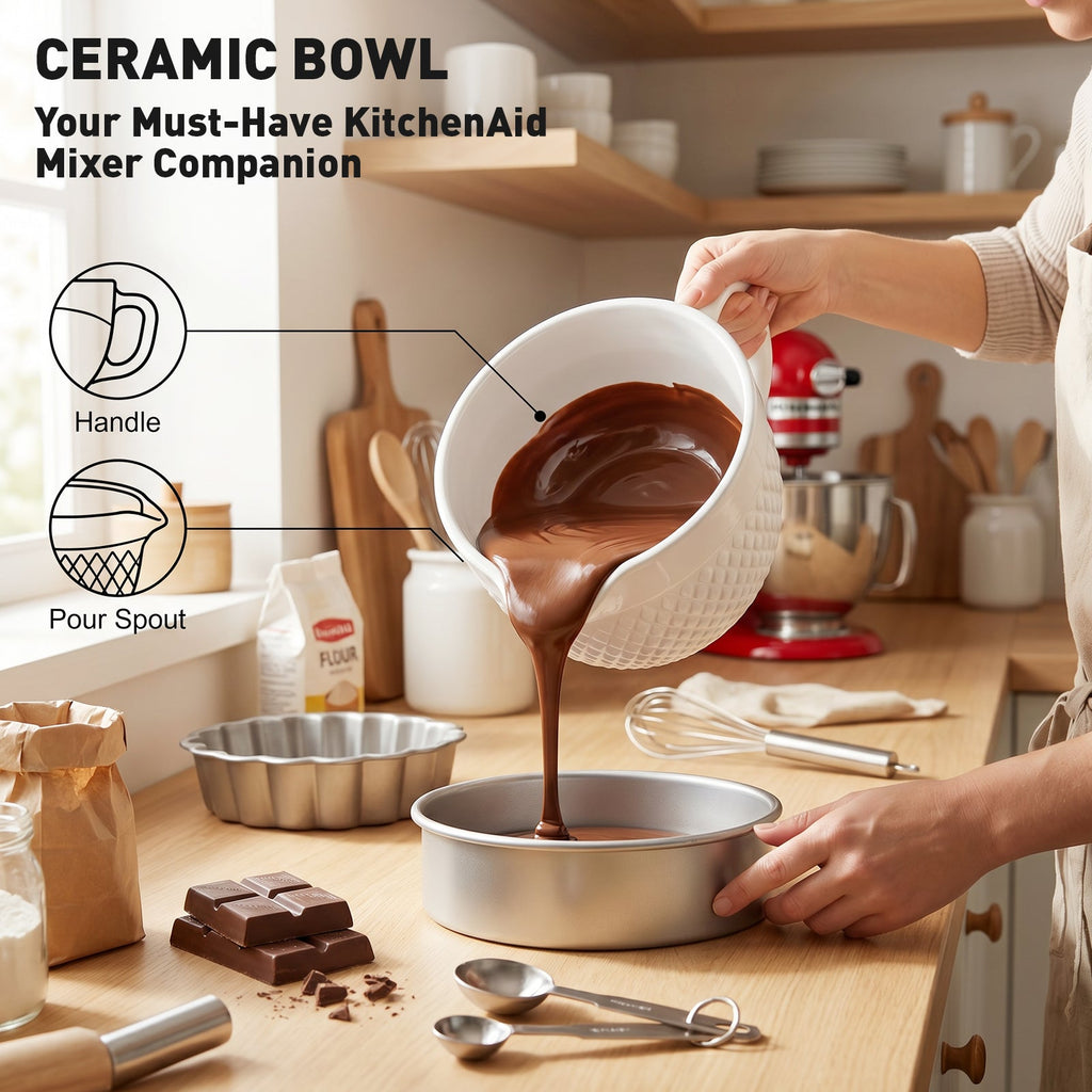 Gvode Ceramic Mixing Bowl, Compatible with KitchenAid 4.5–5-Qt Tilt-Head Mixers – Handle & Pour Spout – image 6