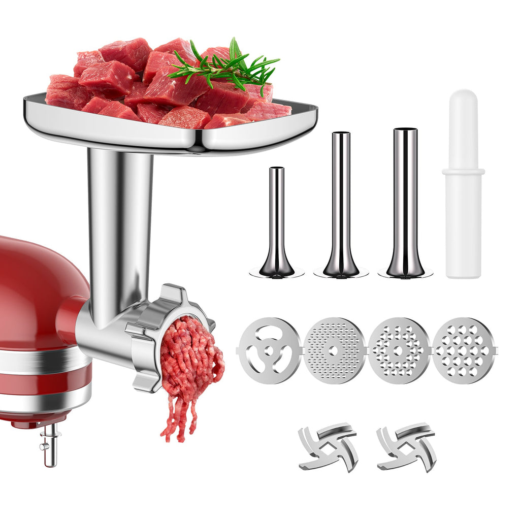 Gvode Metal Meat Grinder Attachment, Compatible with KitchenAid Stand Mixers – 4 Plates, 3 Tubes & 2 Blades – image 3