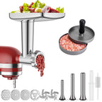 Gvode Stainless Steel Meat Grinder Attachment, Compatible with KitchenAid Stand Mixers – Burger Press Set – image 1