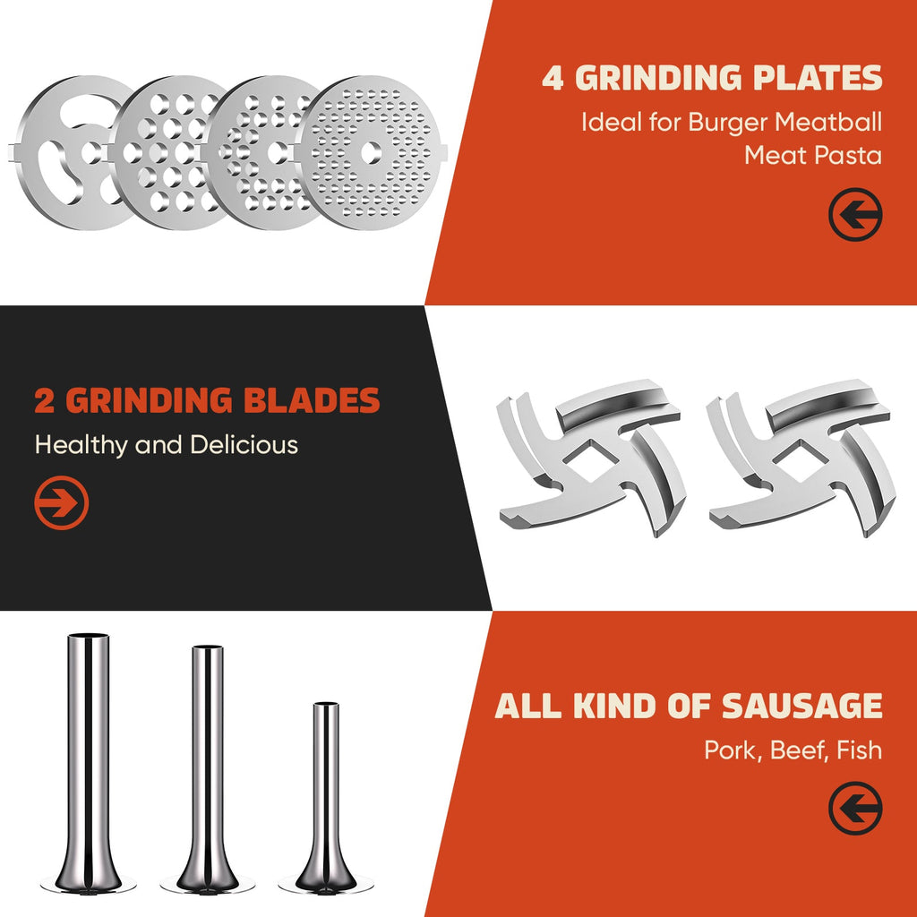 Gvode Stainless Steel Meat Grinder Attachment, Compatible with KitchenAid Stand Mixers – Burger Press Set – image 3