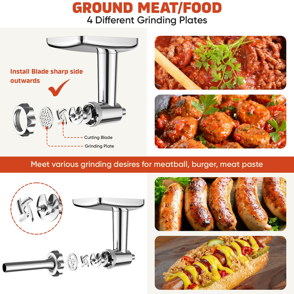 Gvode Stainless Steel Meat Grinder Attachment, Compatible with KitchenAid Stand Mixers – Burger Press Set – image 6