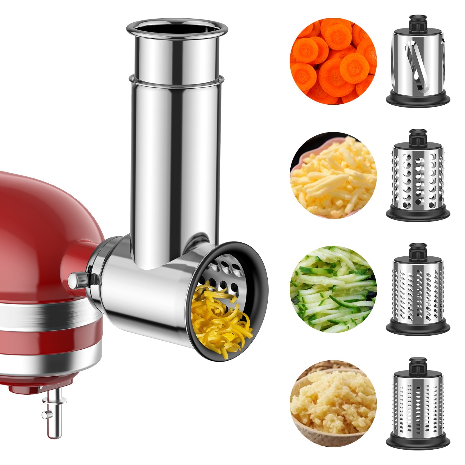 Gvode Cheese Grater Attachment, Compatible with KitchenAid Stand Mixers – 4 Interchangeable Blades – image 1