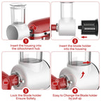 Gvode Slicer-Shredder Attachment, Compatible with KitchenAid Stand Mixers – 4 Cones & 3-Inch Feed Chute – image 5