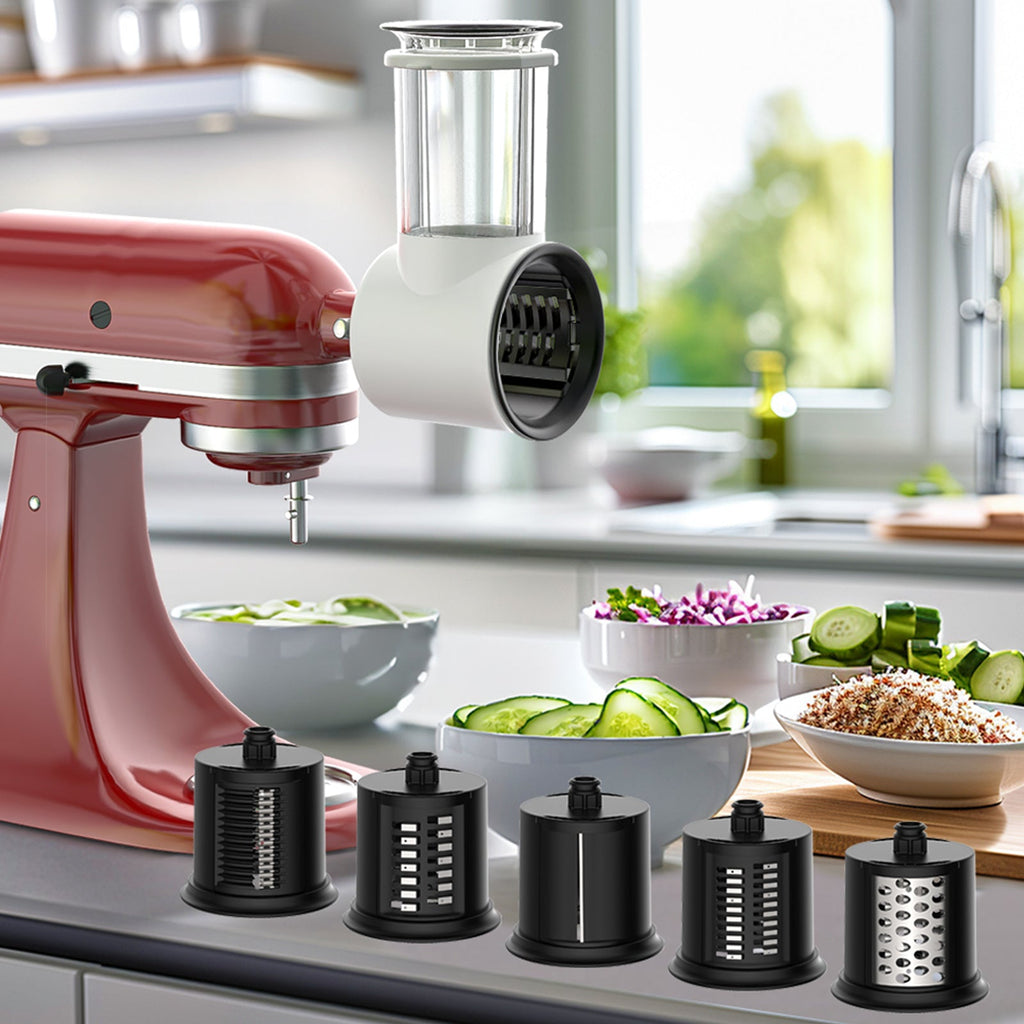 Gvode Slicer-Shredder Attachment, Compatible with KitchenAid Stand Mixers – 4 Cones & 3-Inch Feed Chute – image 6