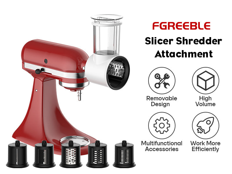 Gvode Slicer-Shredder Attachment, Compatible with KitchenAid Stand Mixers – 4 Cones & 3-Inch Feed Chute – image 8