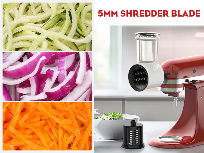 Gvode Slicer-Shredder Attachment, Compatible with KitchenAid Stand Mixers – 4 Cones & 3-Inch Feed Chute – image 12