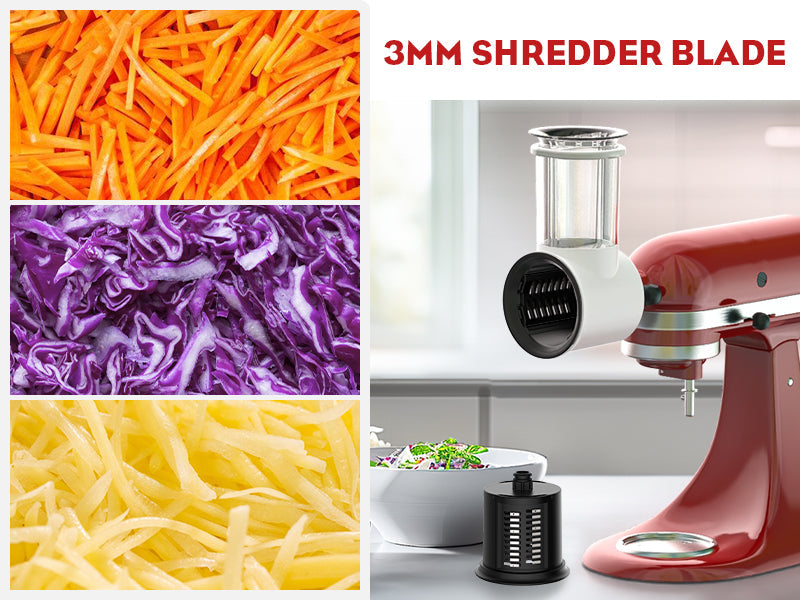 Gvode Slicer-Shredder Attachment, Compatible with KitchenAid Stand Mixers – 4 Cones & 3-Inch Feed Chute – image 13