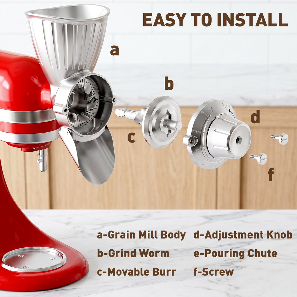 Gvode All-Metal Grain Mill Attachment, Compatible with KitchenAid Stand Mixers – 9 Grind Levels – image 4