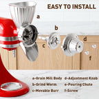 Gvode All-Metal Grain Mill Attachment, Compatible with KitchenAid Stand Mixers – 9 Grind Levels – image 4