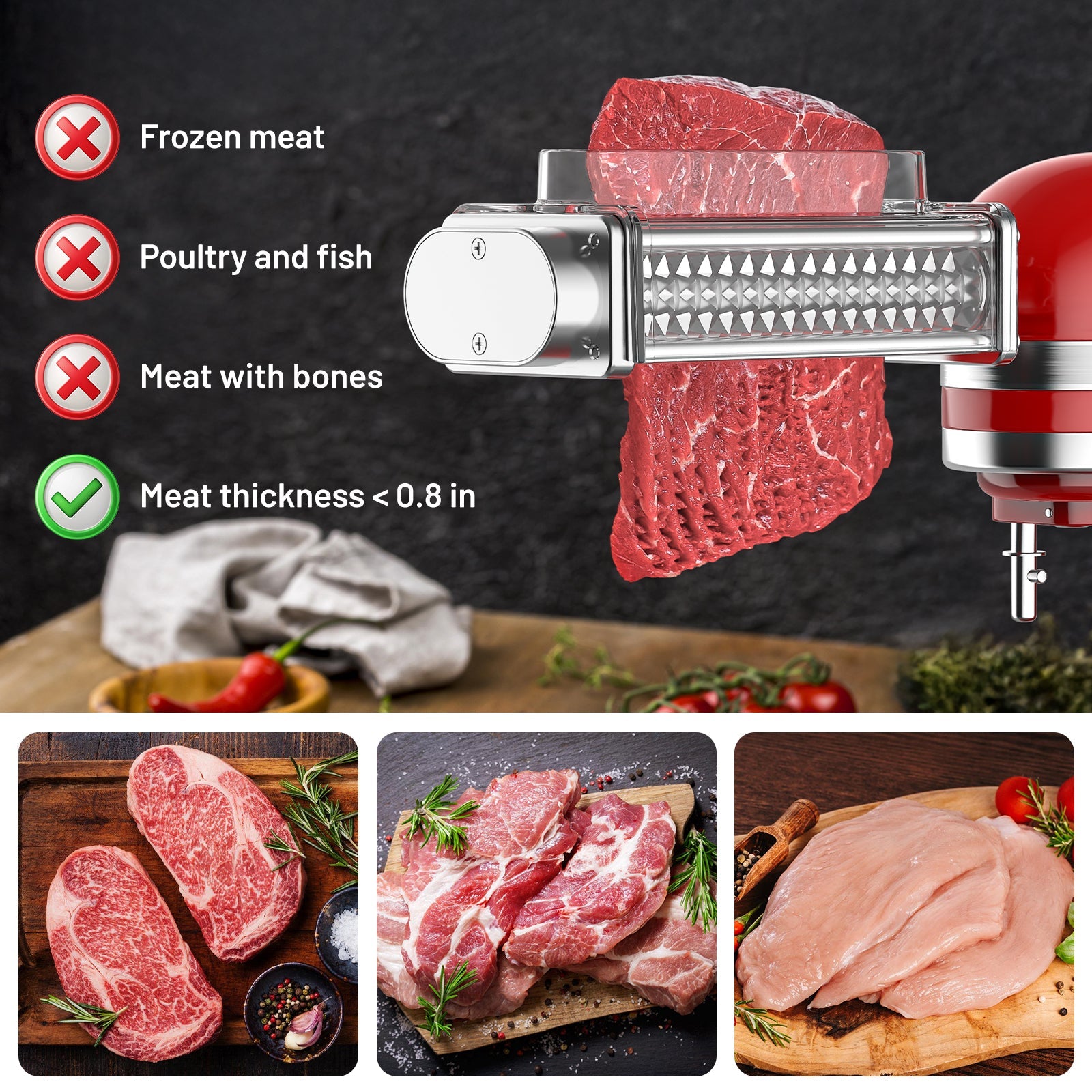Gvode Meat Tenderizer Attachment, Compatible with KitchenAid Stand Mixers – Stainless Steel Gears – image 3