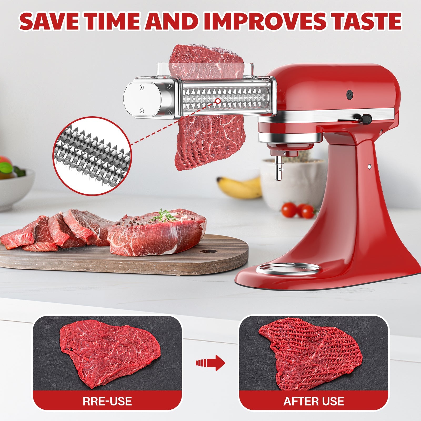 Gvode Meat Tenderizer Attachment, Compatible with KitchenAid Stand Mixers – Stainless Steel Gears – image 8