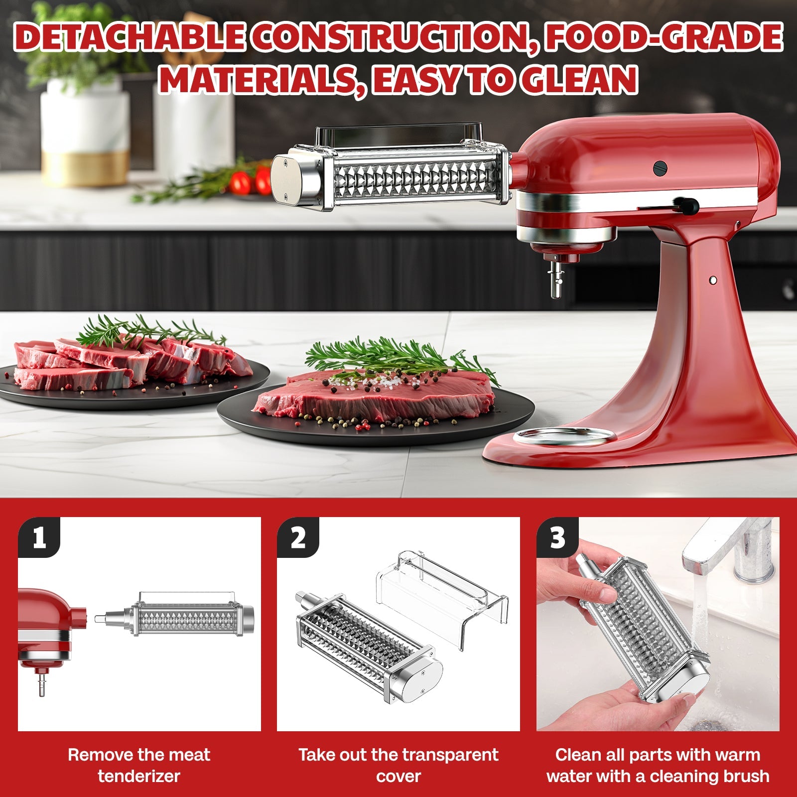 Gvode Meat Tenderizer Attachment, Compatible with KitchenAid Stand Mixers – Stainless Steel Gears – image 9