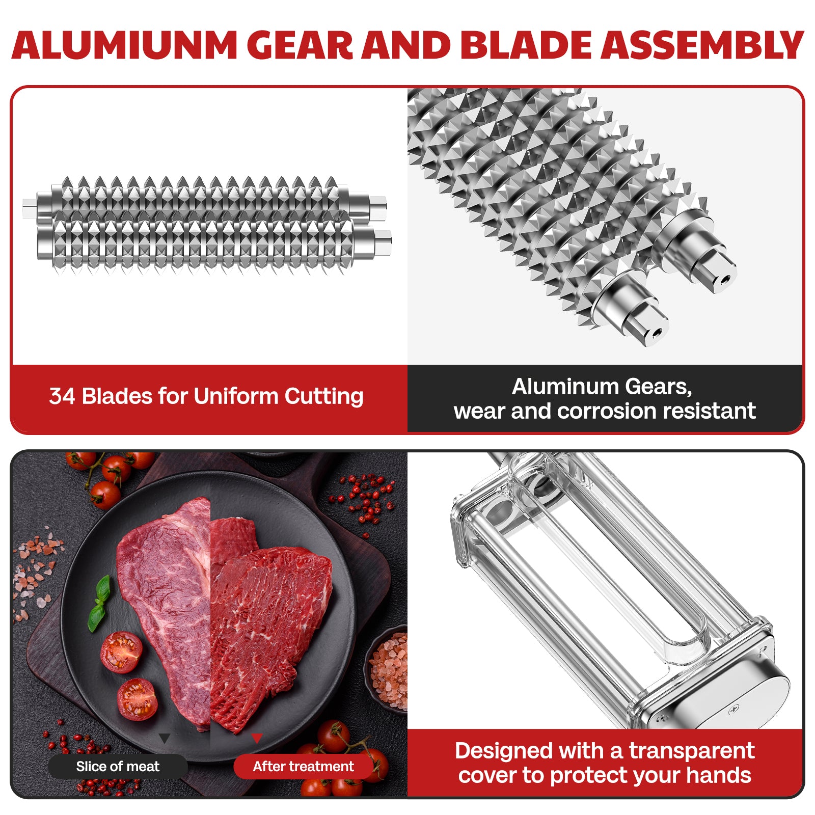 Gvode Meat Tenderizer Attachment, Compatible with KitchenAid Stand Mixers – Stainless Steel Gears – image 11
