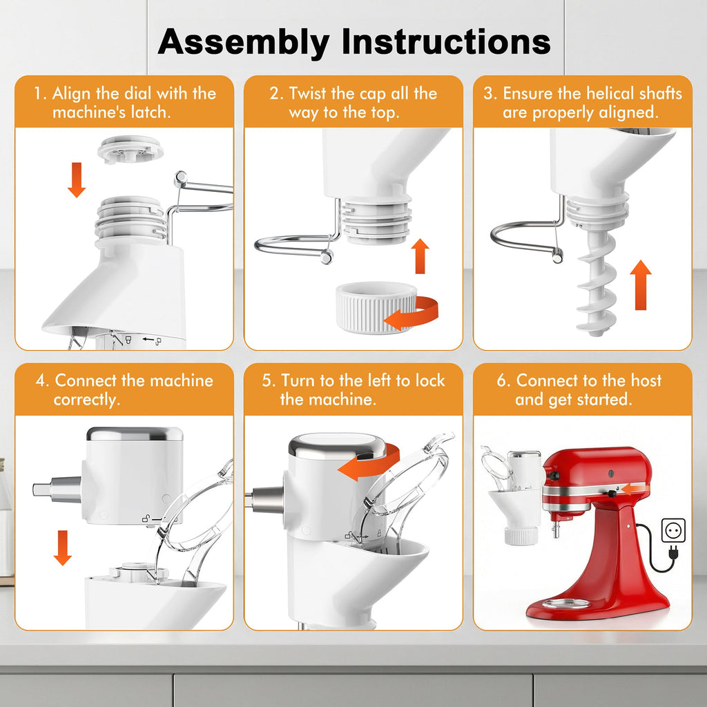 Gvode Gourmet Pasta Press Attachment, Compatible with KitchenAid Stand Mixers – 7 Pasta Plates – image 8