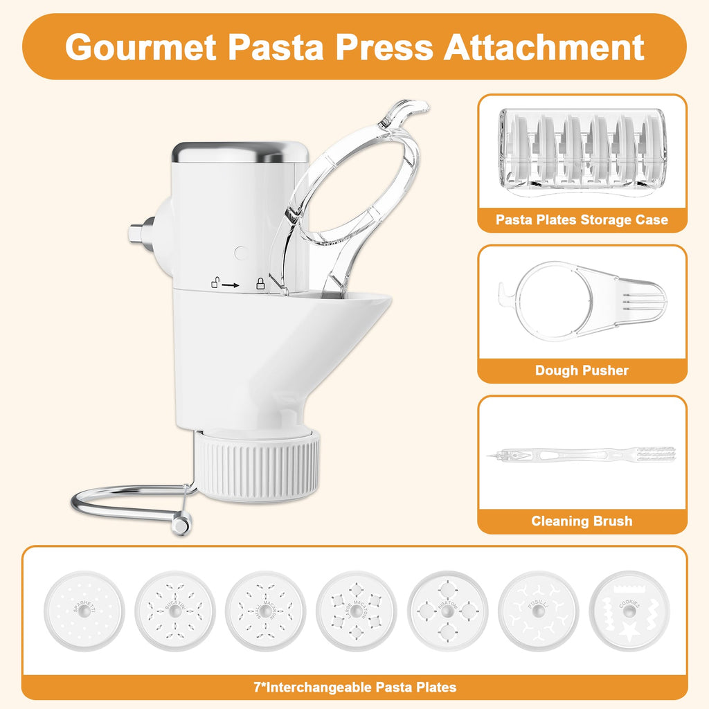 Gvode Gourmet Pasta Press Attachment, Compatible with KitchenAid Stand Mixers – 7 Pasta Plates – image 10