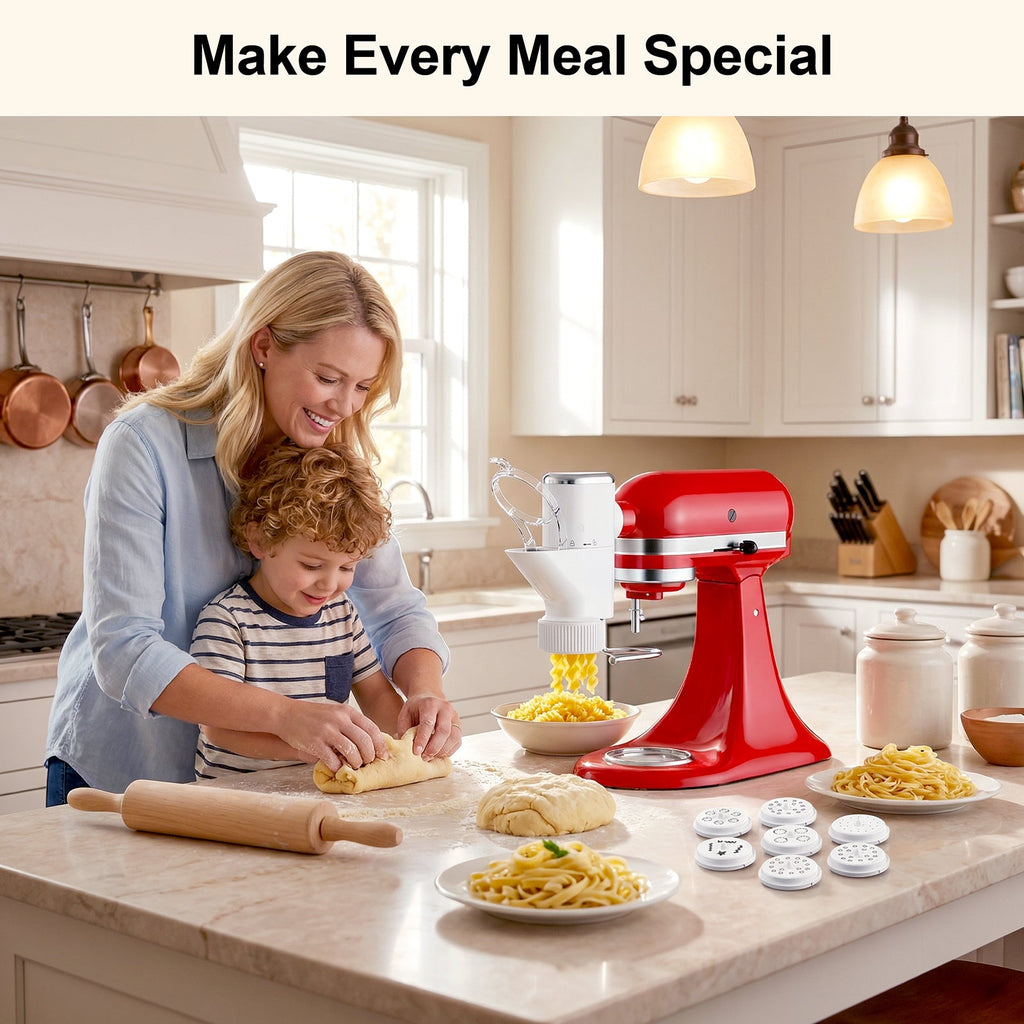 Gvode Gourmet Pasta Press Attachment, Compatible with KitchenAid Stand Mixers – 7 Pasta Plates – image 12