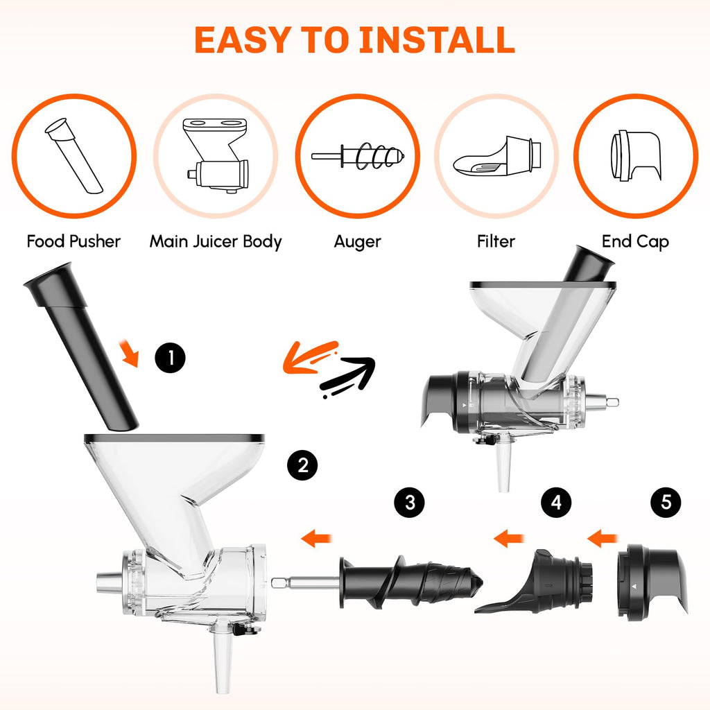 Gvode Masticating Juicer Attachment, Compatible with KitchenAid Stand Mixers – Dual Feed Chute – image 4