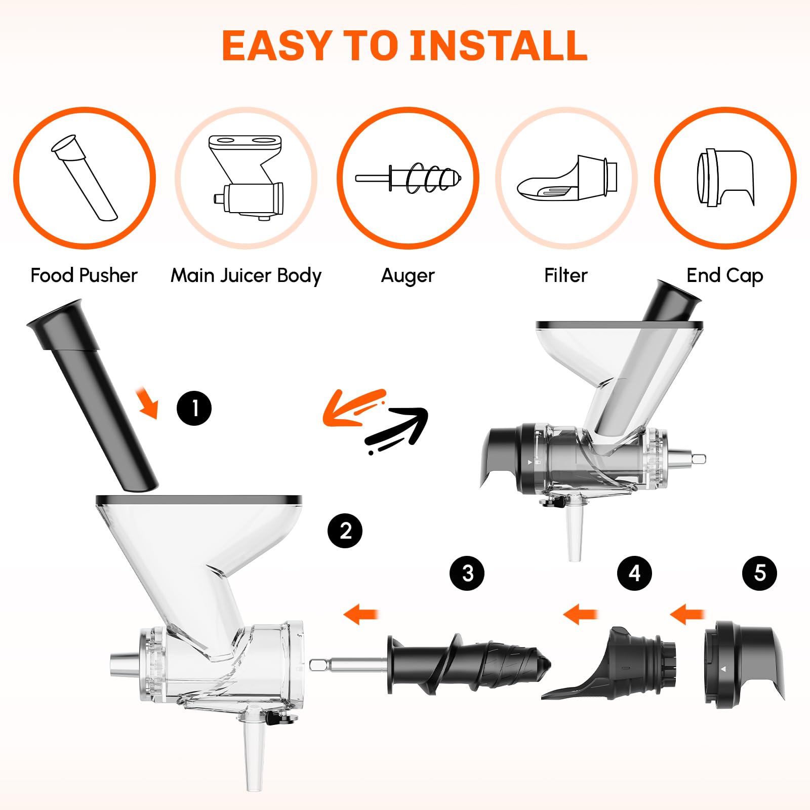 Gvode Masticating Juicer Attachment, Compatible with KitchenAid Stand Mixers – Dual Feed Chute – image 4
