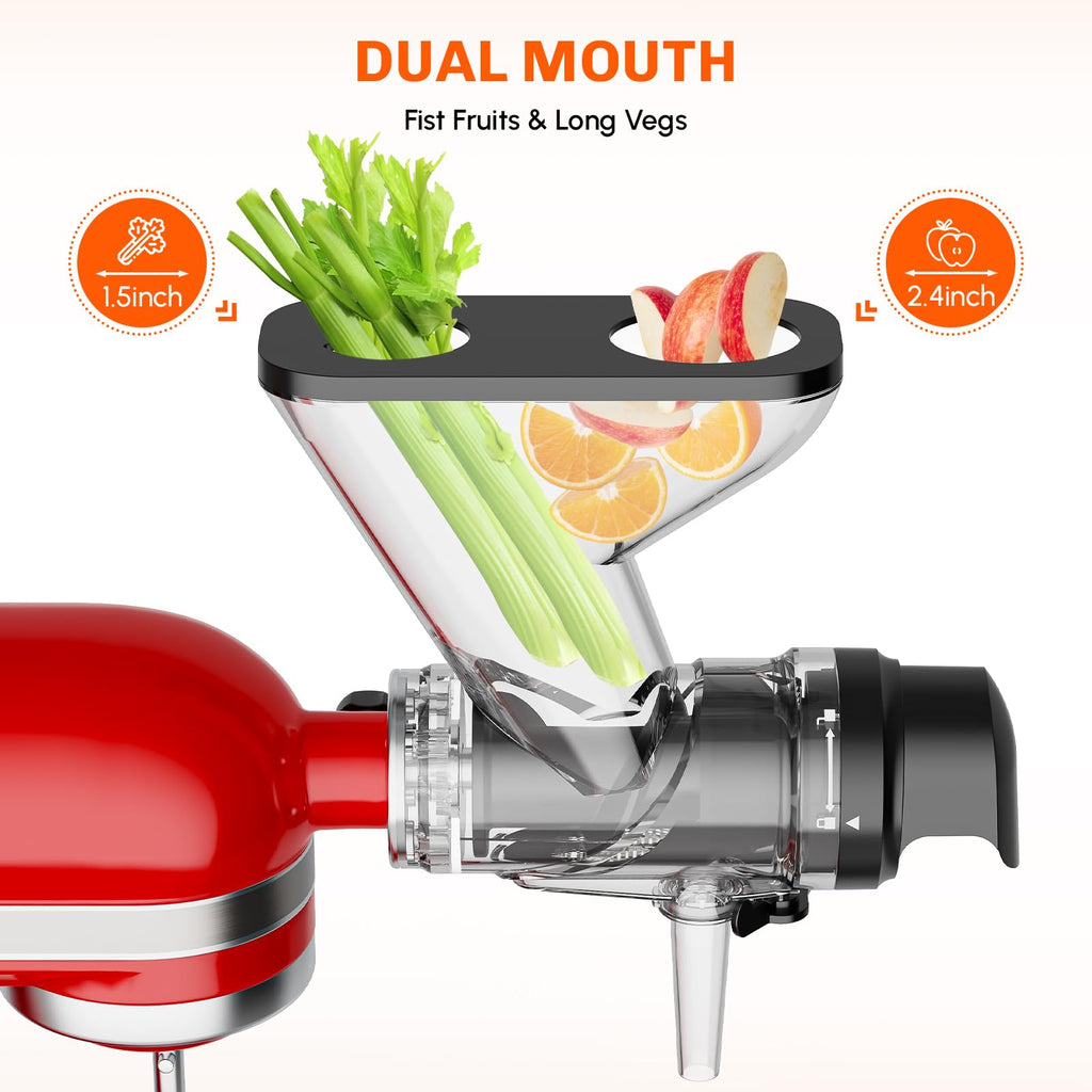 Gvode Masticating Juicer Attachment, Compatible with KitchenAid Stand Mixers – Dual Feed Chute – image 5