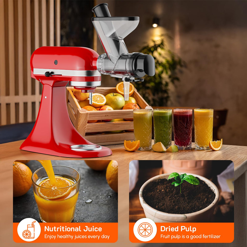 Gvode Masticating Juicer Attachment, Compatible with KitchenAid Stand Mixers – Dual Feed Chute – image 6