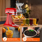 Gvode Masticating Juicer Attachment, Compatible with KitchenAid Stand Mixers – Dual Feed Chute – image 6