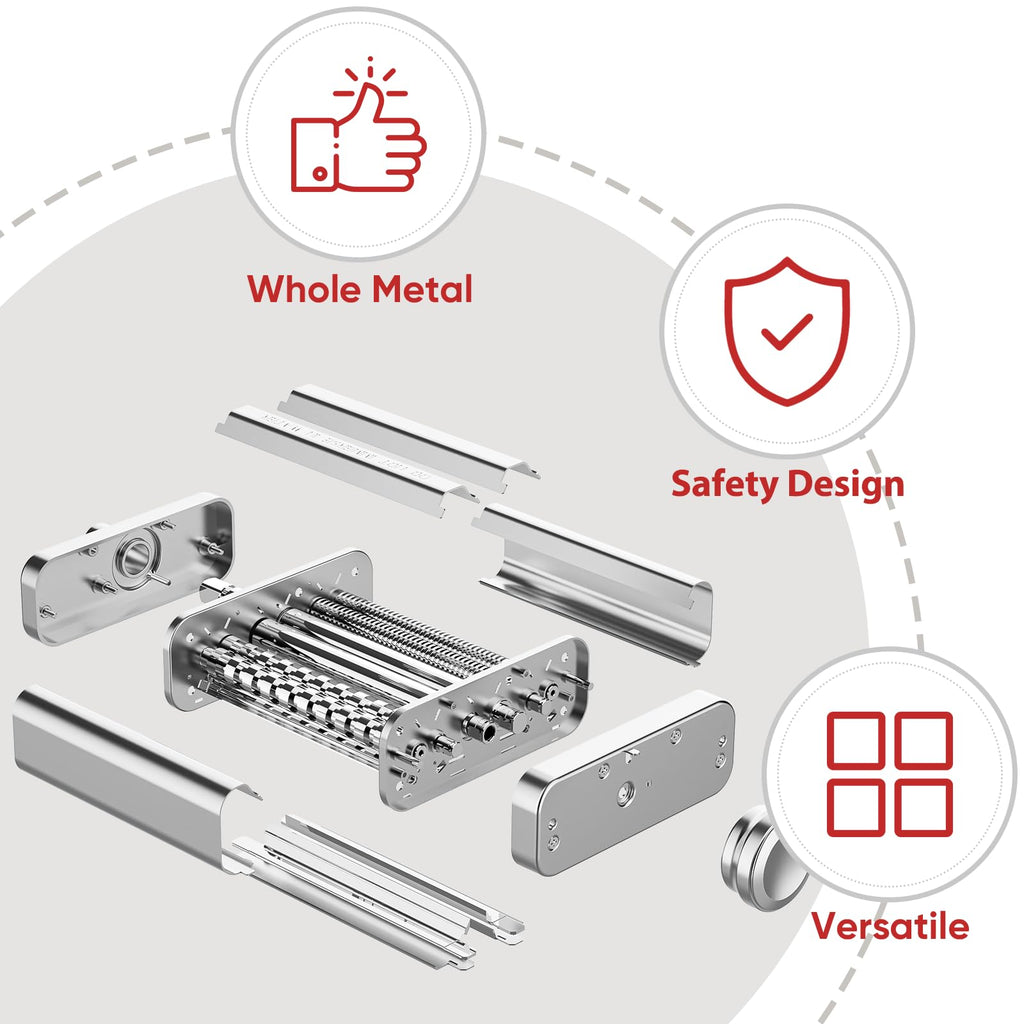 Gvode 3-in-1 All-Metal Pasta Attachment, Compatible with KitchenAid Stand Mixers – Roller & 2 Cutters – image 3