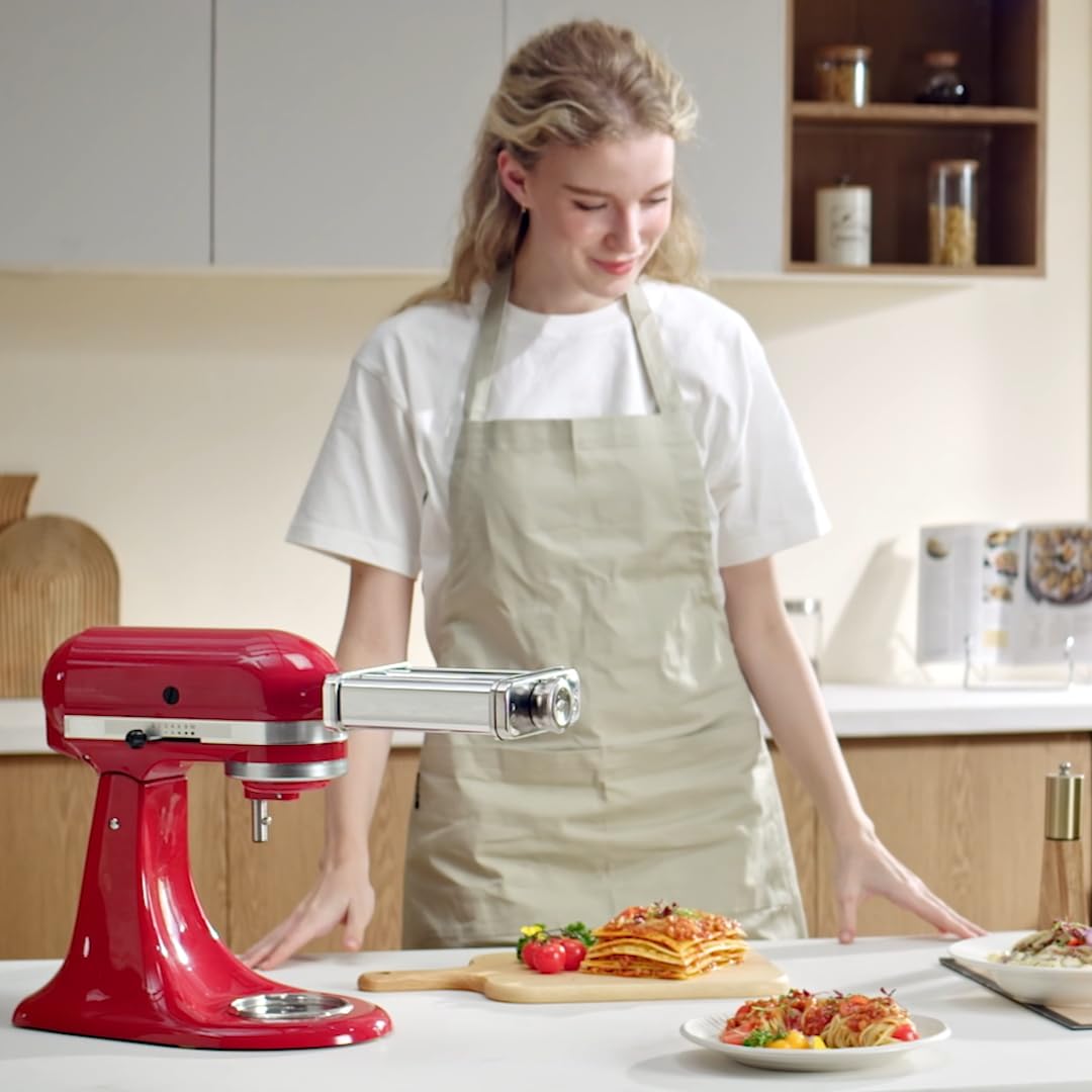 Gvode 3-in-1 All-Metal Pasta Attachment, Compatible with KitchenAid Stand Mixers – Roller & 2 Cutters – image 6