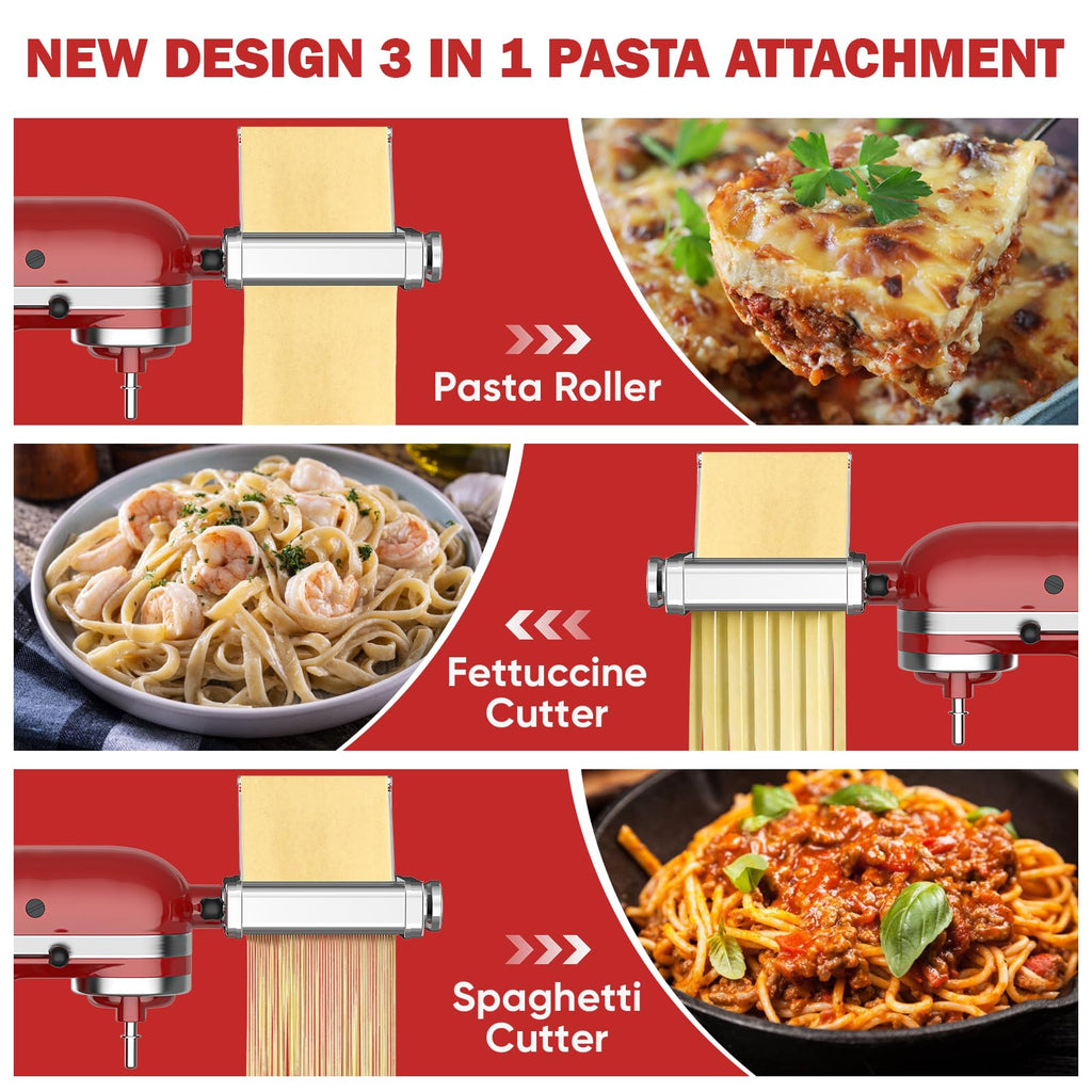 Gvode 3-in-1 All-Metal Pasta Attachment, Compatible with KitchenAid Stand Mixers – Roller & 2 Cutters – image 7