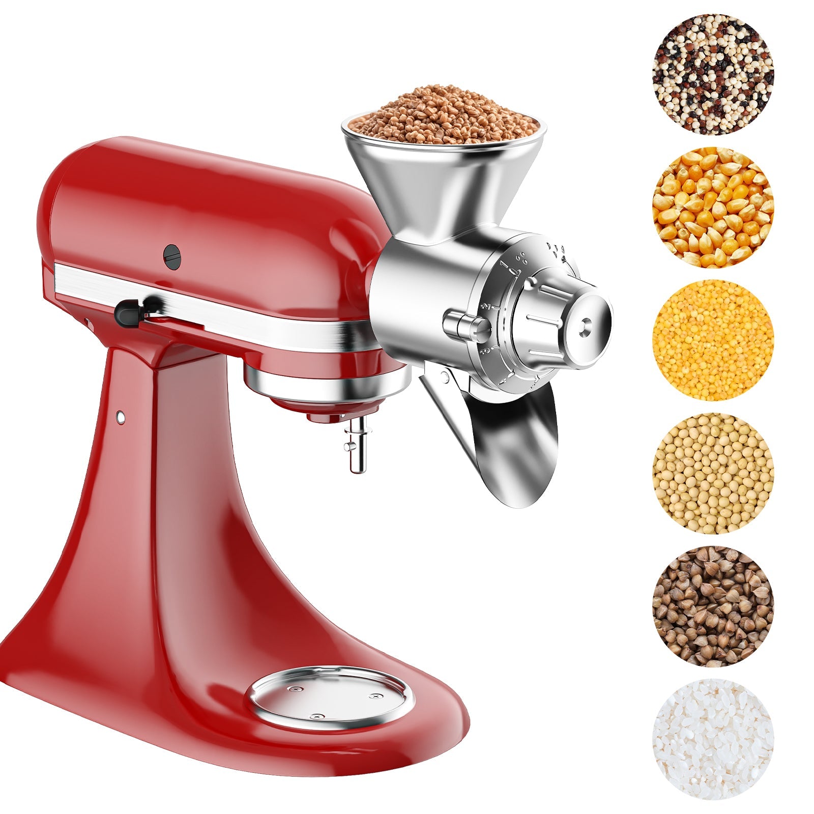 Gvode Metal Grain Mill Attachment, Compatible with KitchenAid Stand Mixers – Adjustable Grind – image 1