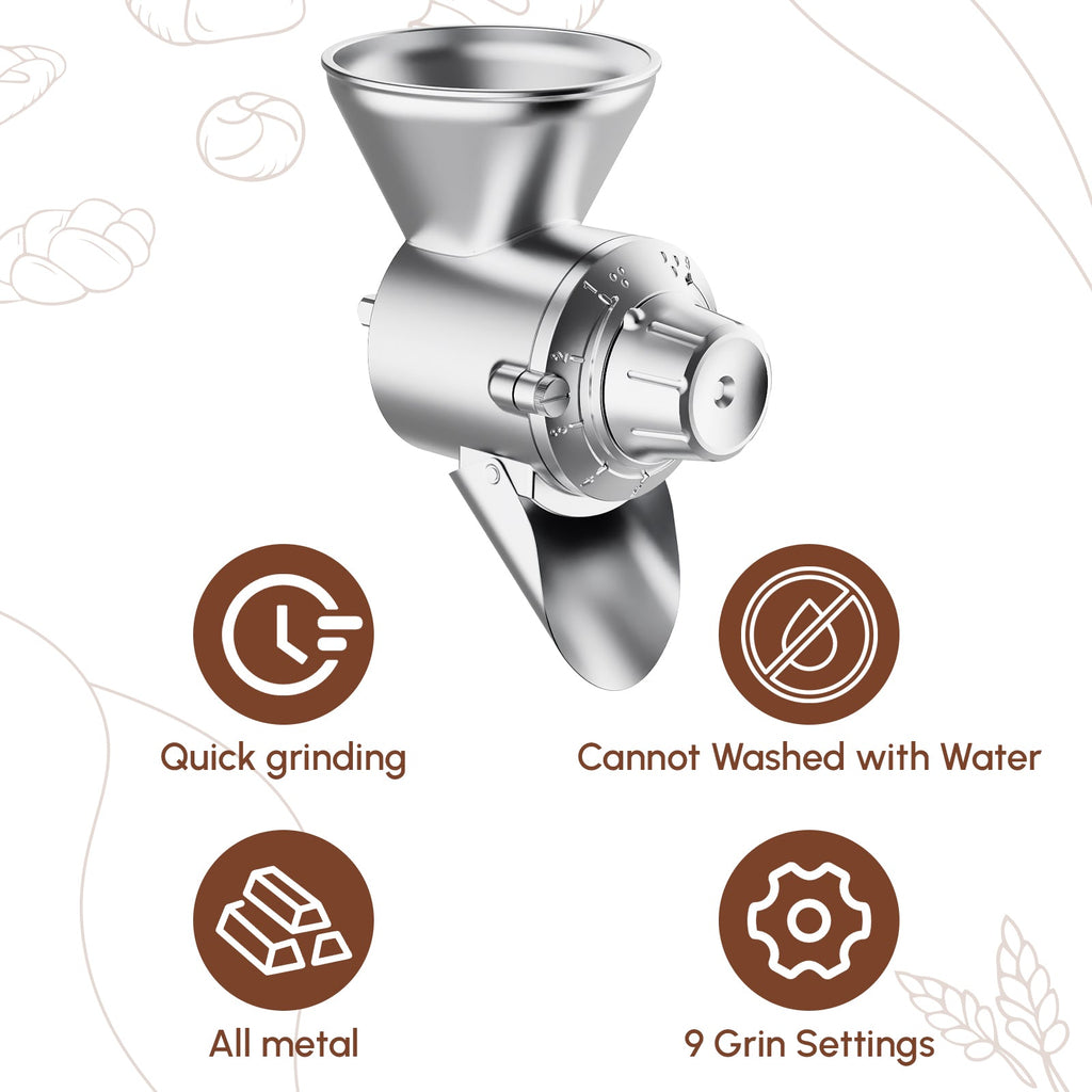 Gvode Metal Grain Mill Attachment, Compatible with KitchenAid Stand Mixers – Adjustable Grind – image 2