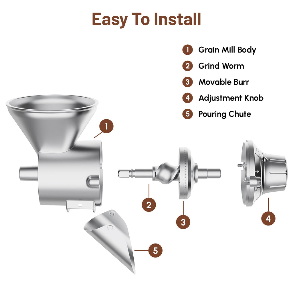 Gvode Metal Grain Mill Attachment, Compatible with KitchenAid Stand Mixers – Adjustable Grind – image 3