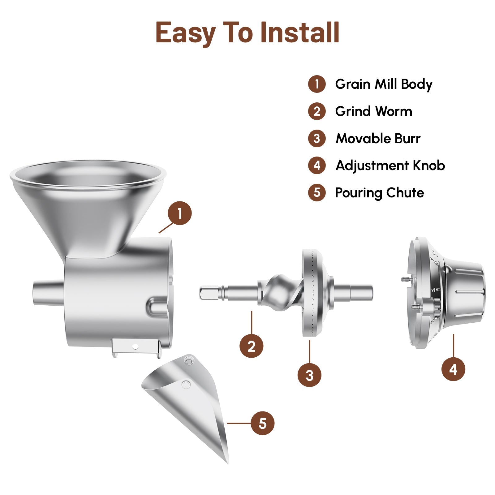 Gvode Metal Grain Mill Attachment, Compatible with KitchenAid Stand Mixers – Adjustable Grind – image 3