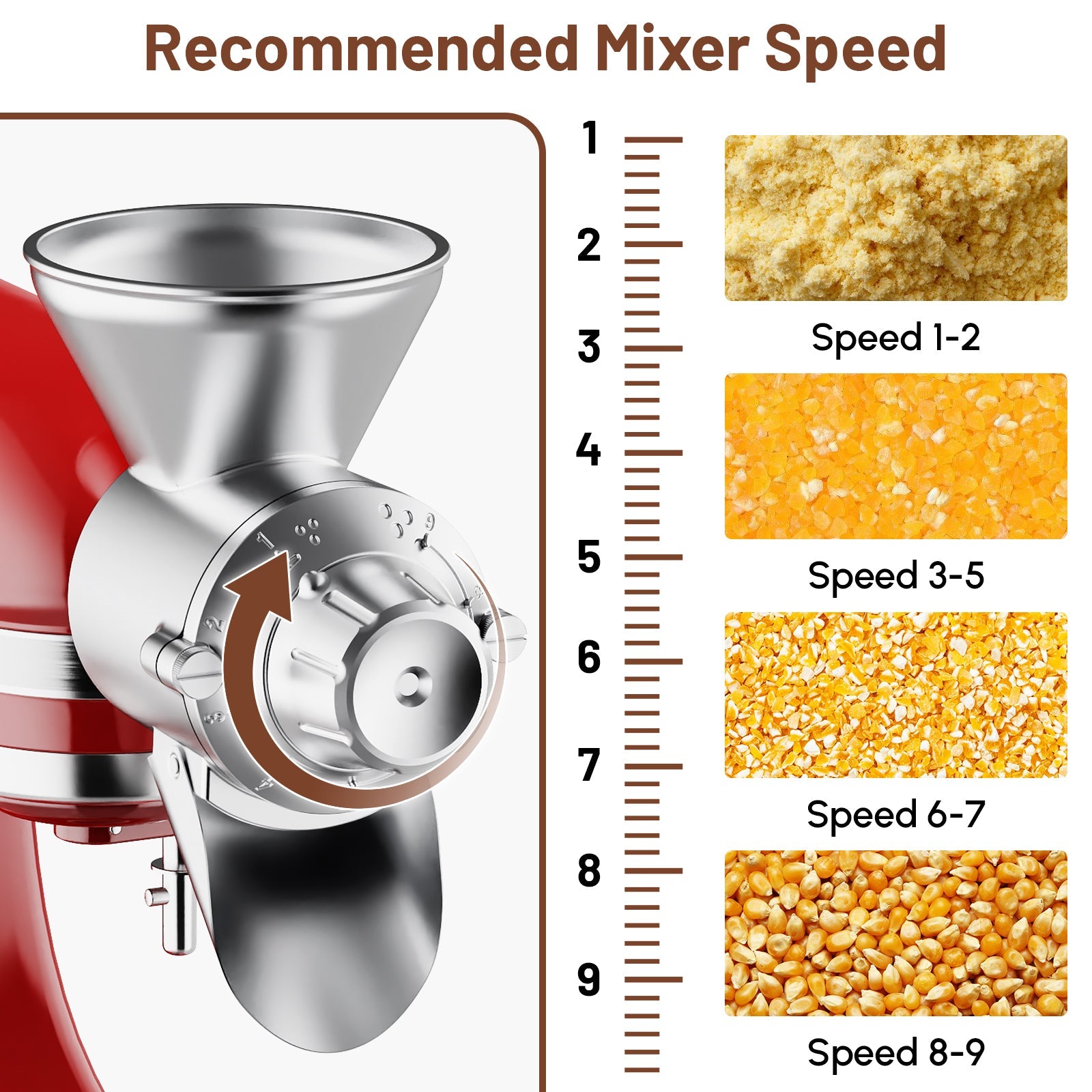 Gvode Metal Grain Mill Attachment, Compatible with KitchenAid Stand Mixers – Adjustable Grind – image 6