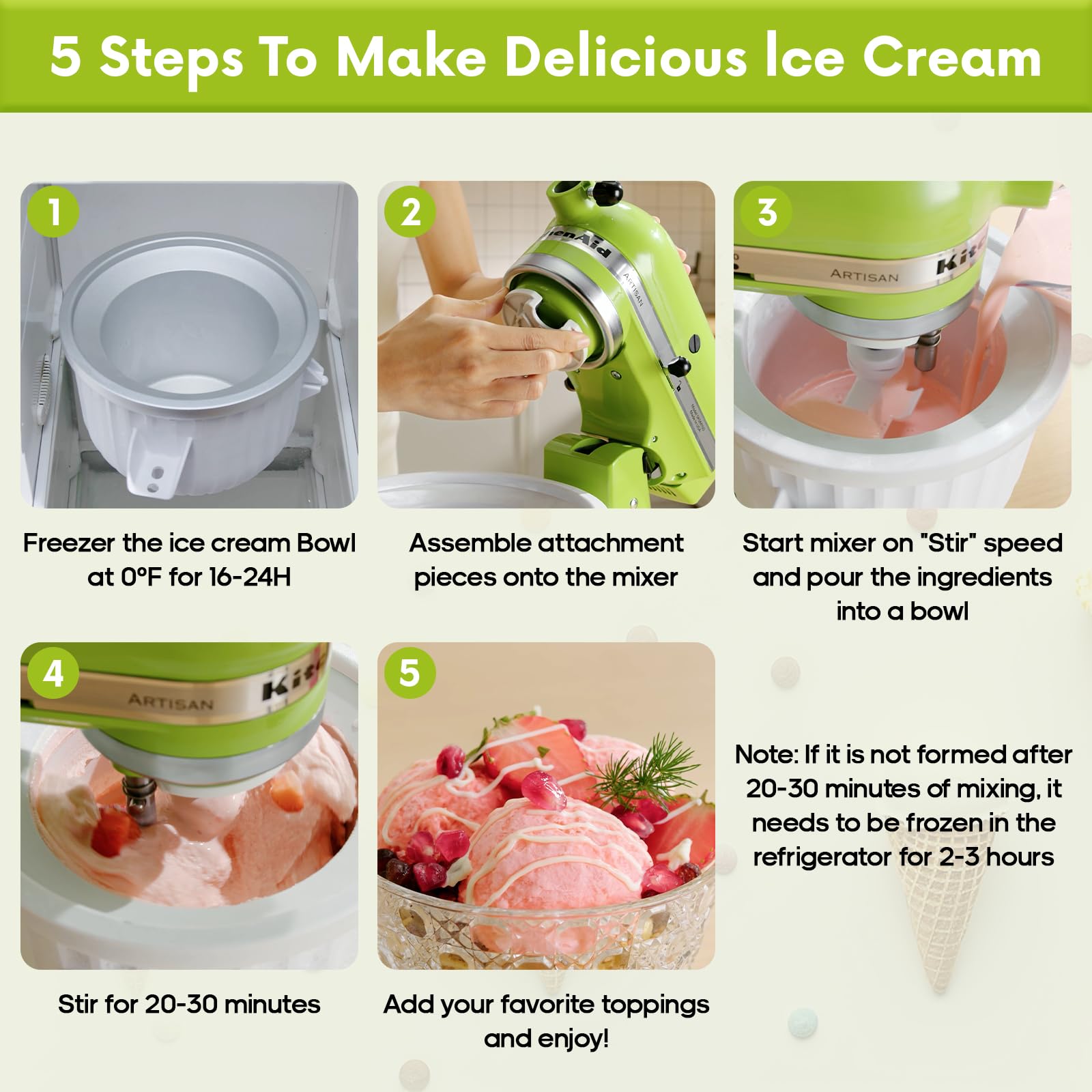 Gvode 2-Qt Ice Cream Maker Attachment, Compatible with Select KitchenAid Stand Mixers – image 3
